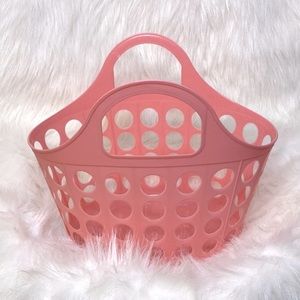 Pink Plastic Basket Beach Tote